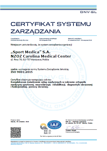 Certyfikat Systemu Zarządzania Jakością