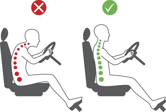 Correct sitting position in driving ABC zdrowego podróżowania