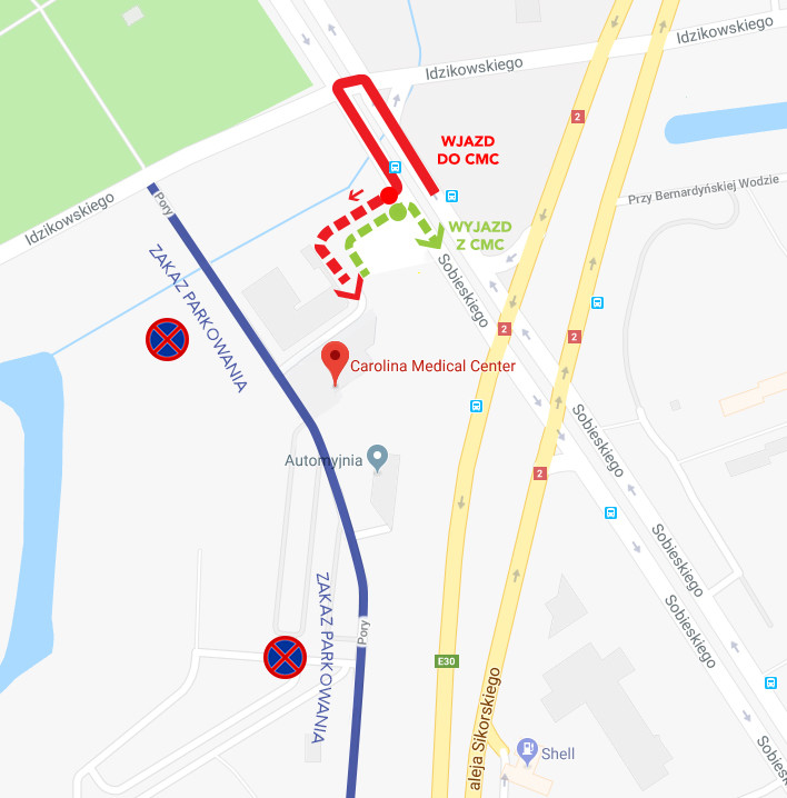 CMC_mapa_utrudnienia_bieg_powstania_warszawskiego_2018 Utrudnienia w ruchu przy Carolina Medical Center związane z 18. Biegiem Powstania Warszawskiego.