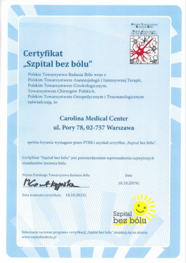Certyfikat-Szpital-bez-bólu_Carolina-Medical-Center_18.10.2019-362x512